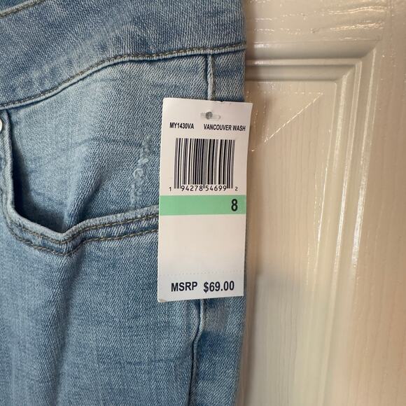 Seven 7 Women’s High Rise Slim Straight Denim Jeans Cuffed Hem Size 8 Light Wash - Picture 7 of 12